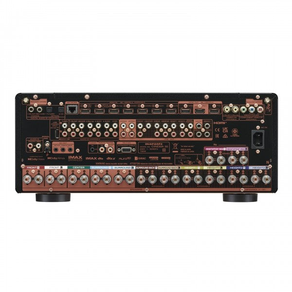 Side view of Marantz Cinema 30 Premium 11.4 Channel AV Receiver in Sleek Black