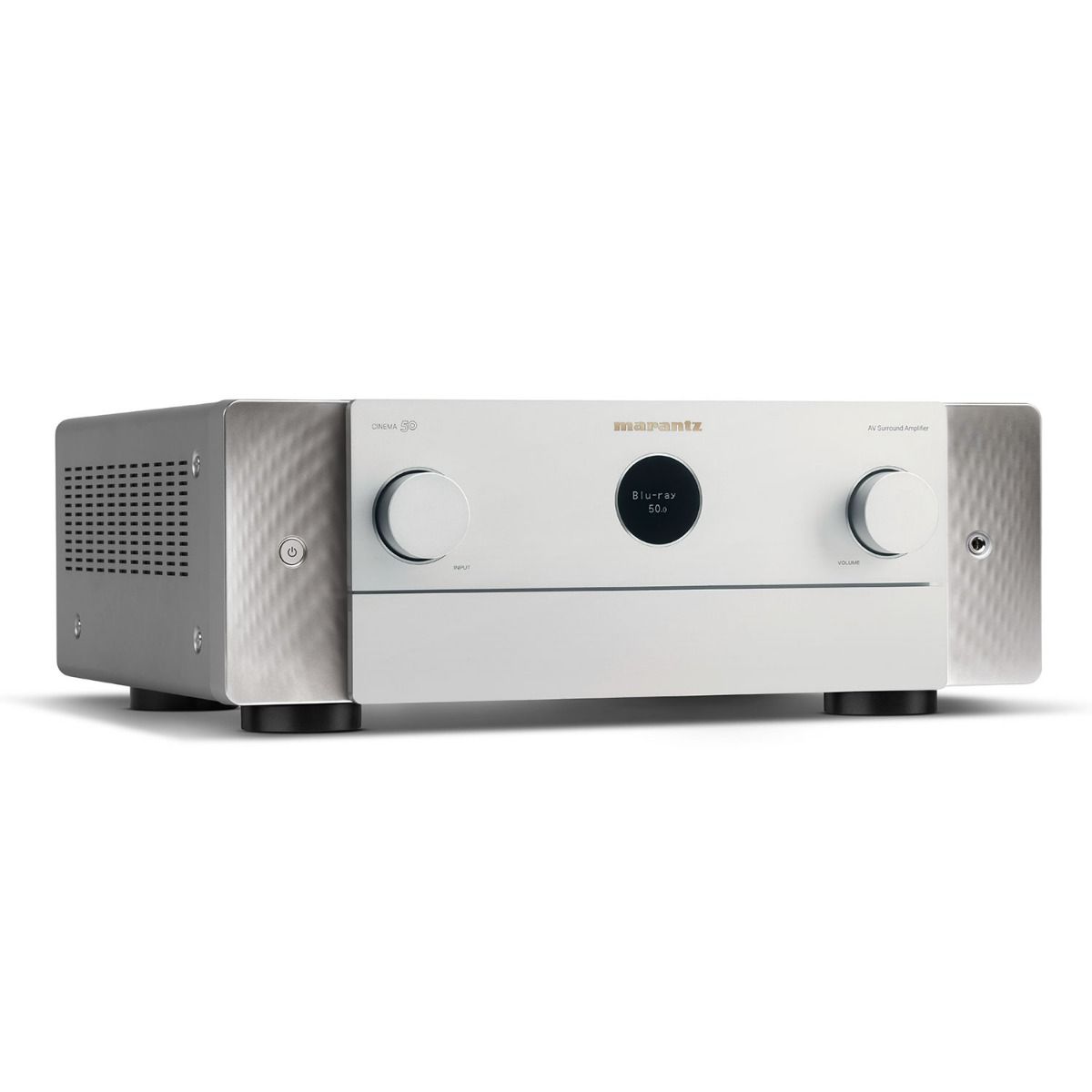 Side view of Marantz Cinema 50 9.4 Channel AV Receiver in Silver