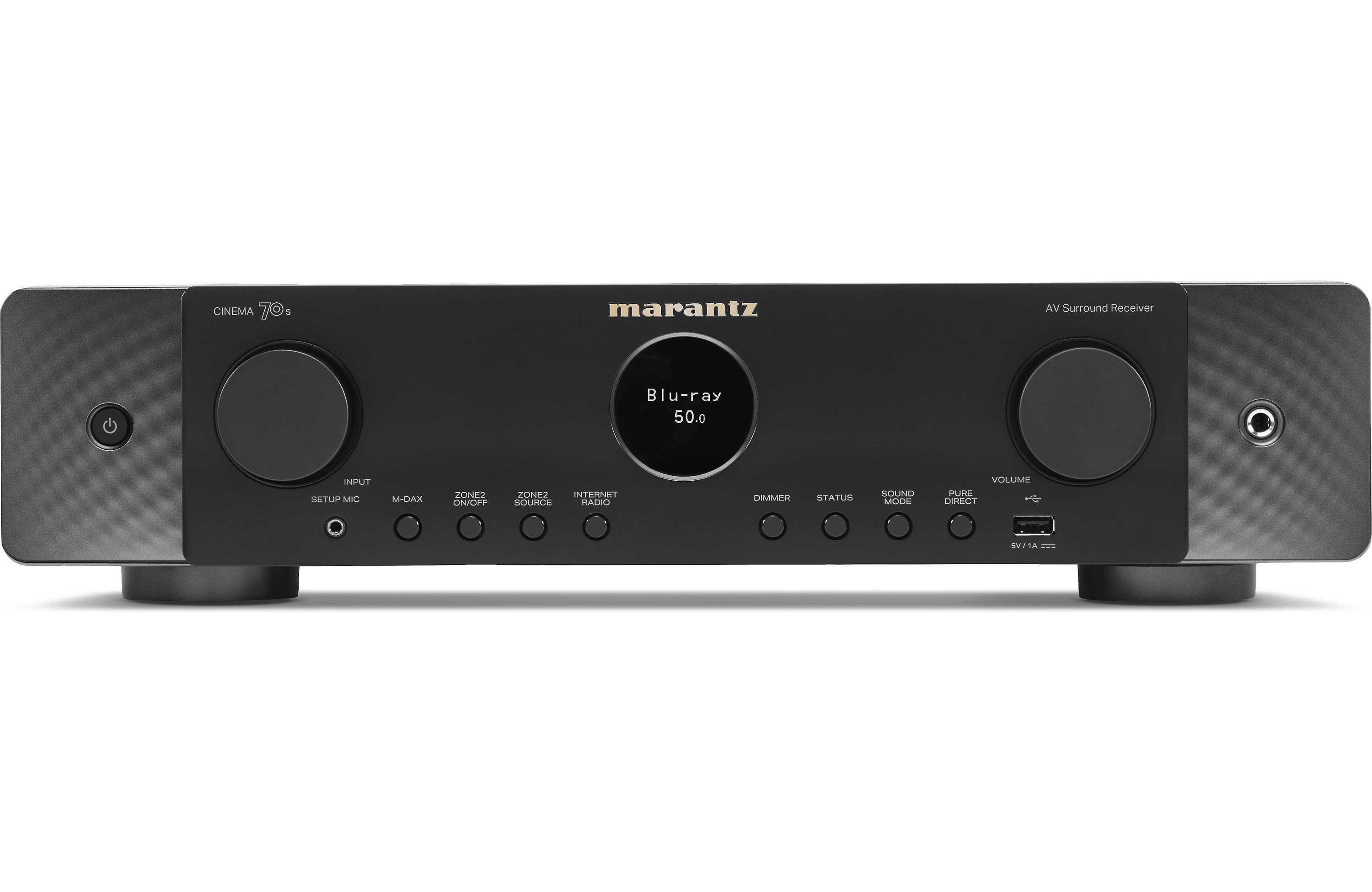 Side view of Marantz Cinema 70S 7.2 Channel Slimline Av Receiver in  Black
