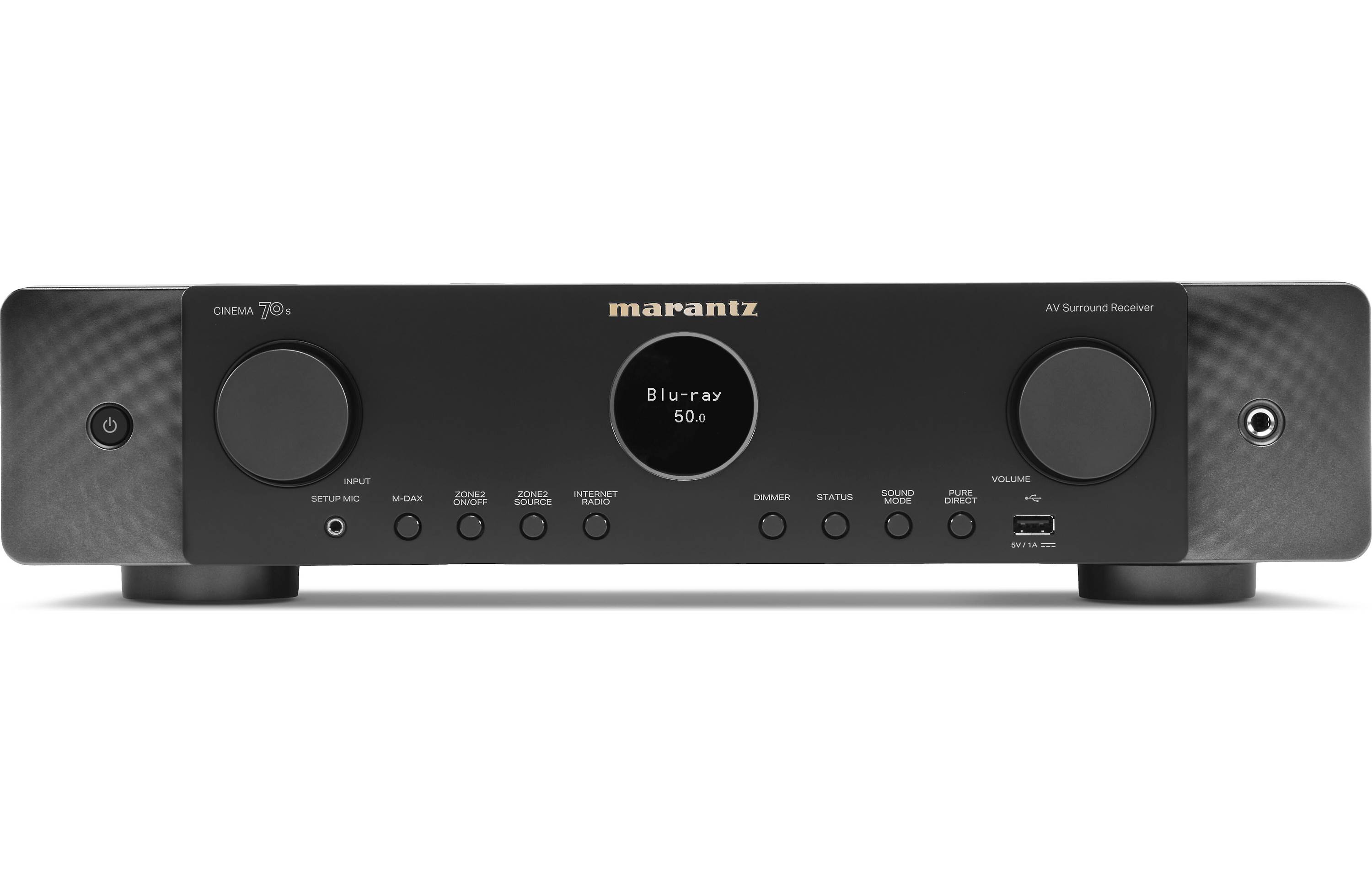 Side view of Marantz Cinema 70S 7.2 Channel Slimline Av Receiver in  Black