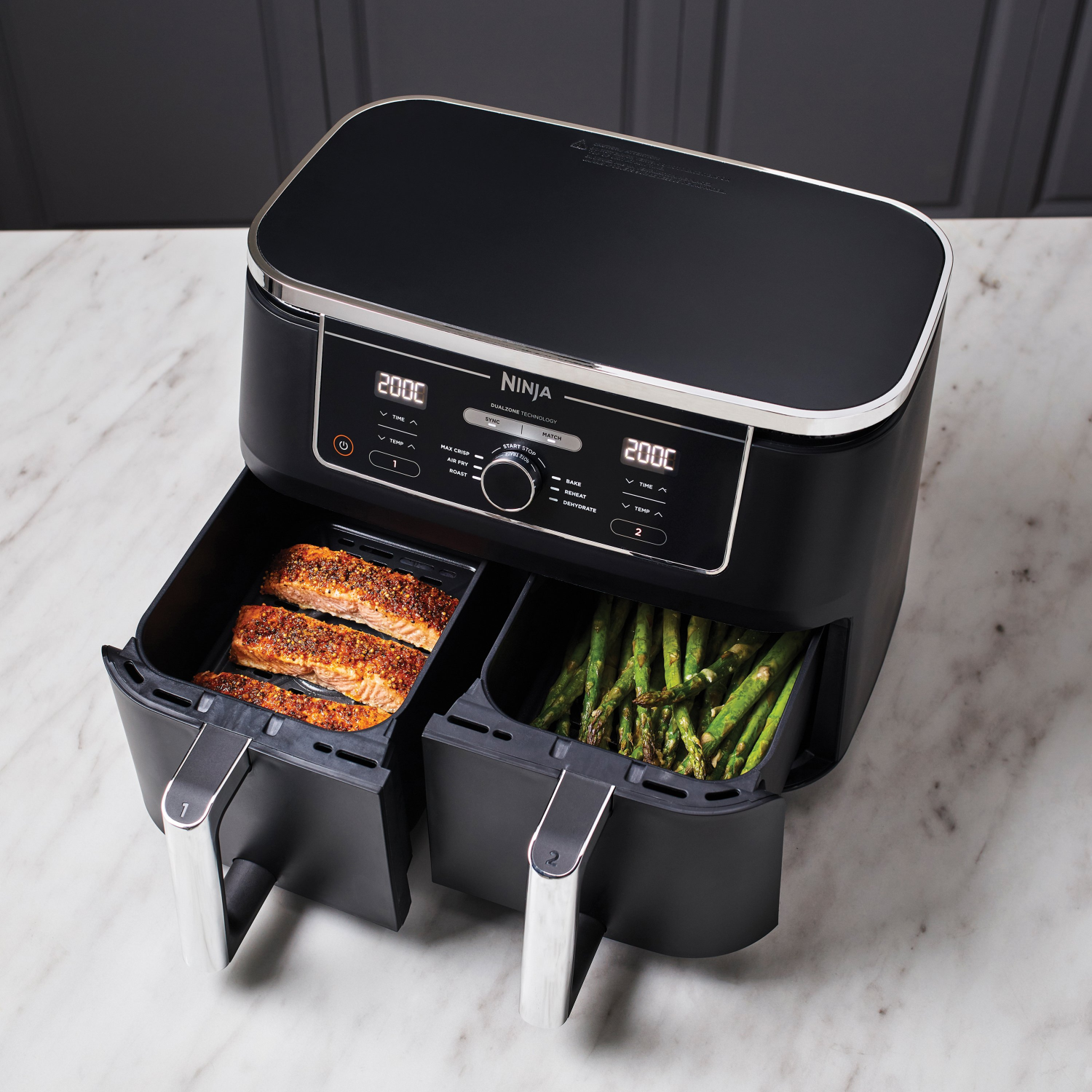 Side view of Ninja AF400UK XL Dual Zone Air Fryer - Black