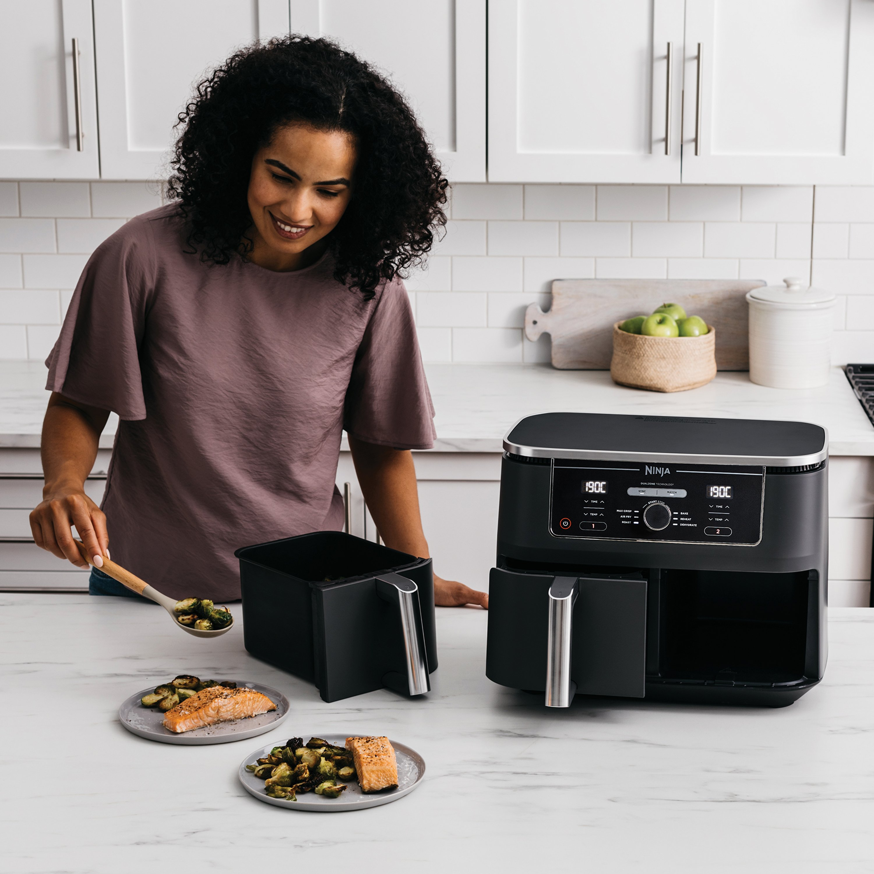 Side view of Ninja AF400UK XL Dual Zone Air Fryer - Black