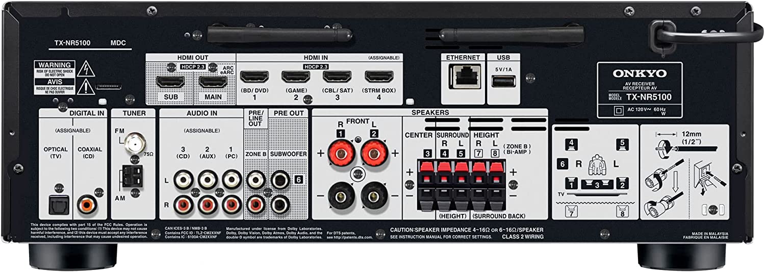 Side view of Onkyo TX-NR5100 7.2 Channel Av Receiver - Black