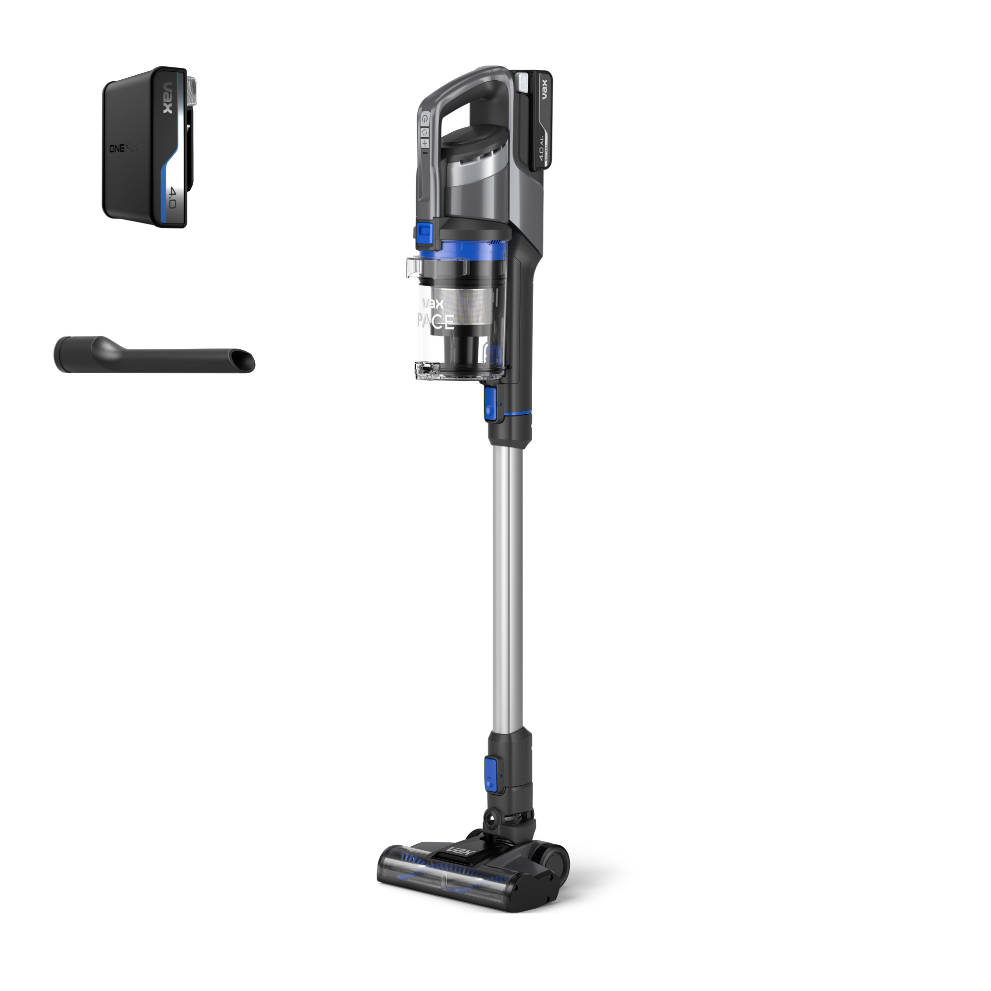 Side view of VAX CLSV-PAKS Cordless Vacuum Cleaner - Graphite & Blue