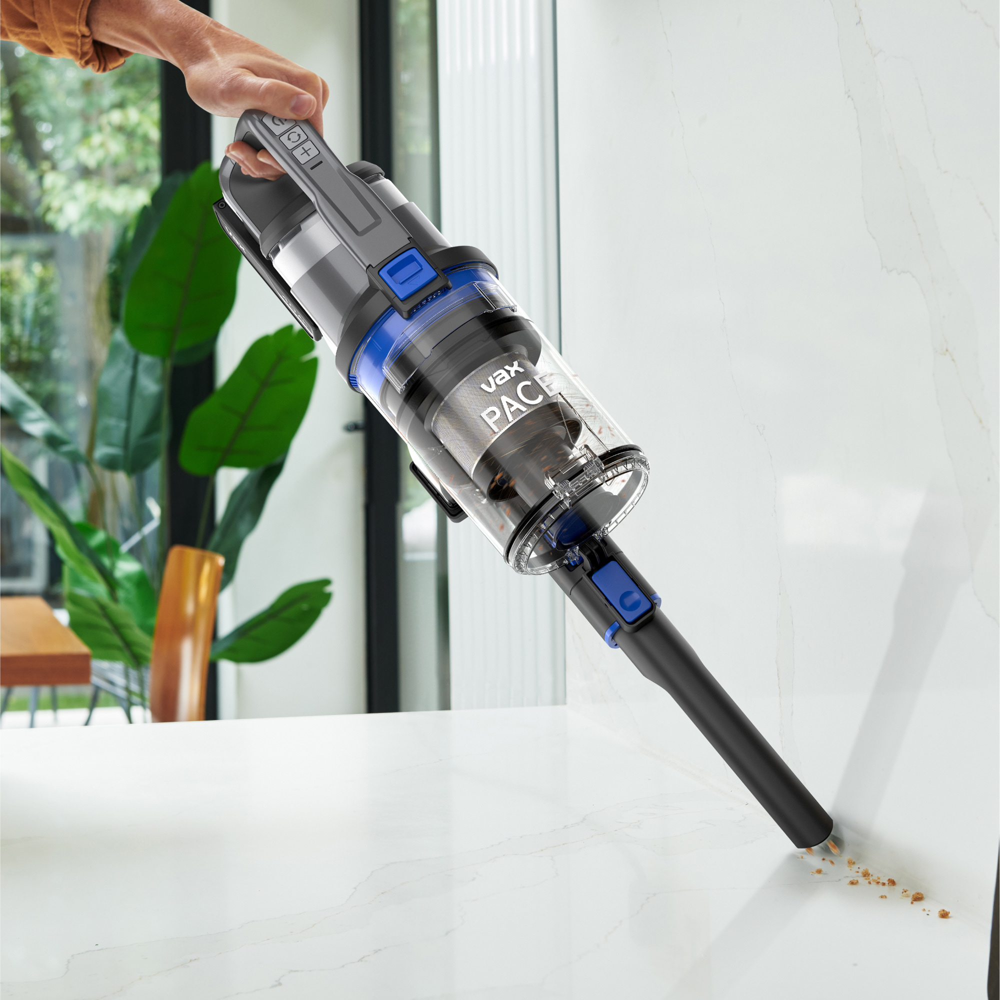 Side view of VAX CLSV-PAKS Cordless Vacuum Cleaner - Graphite & Blue