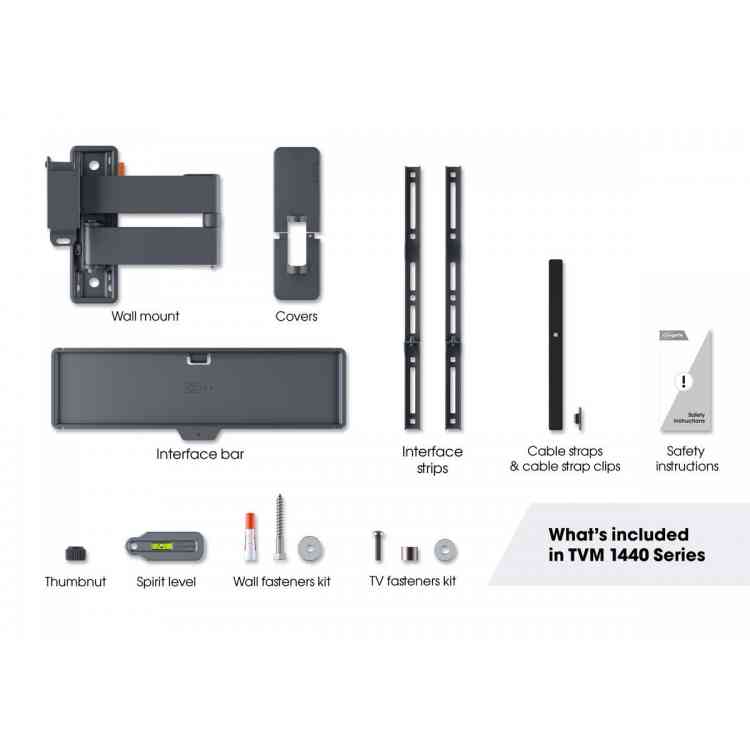 Side view of Vogels TVM1445 Quick Series Display Wall Mount, 32-65", Turn - Double Arm