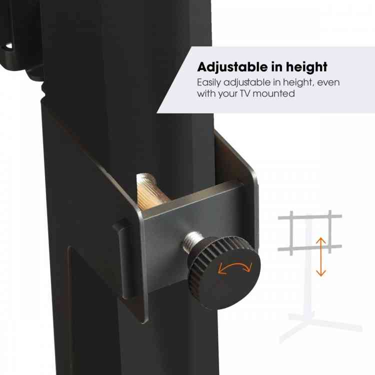 Side view of Vogels TVS3690 Comfort Series Display Floor Stand, 40-77", Stand Turn - Black