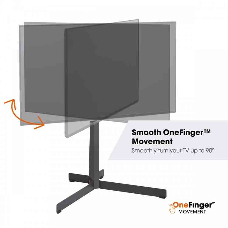Side view of Vogels TVS3690 Comfort Series Display Floor Stand, 40-77", Stand Turn - Black