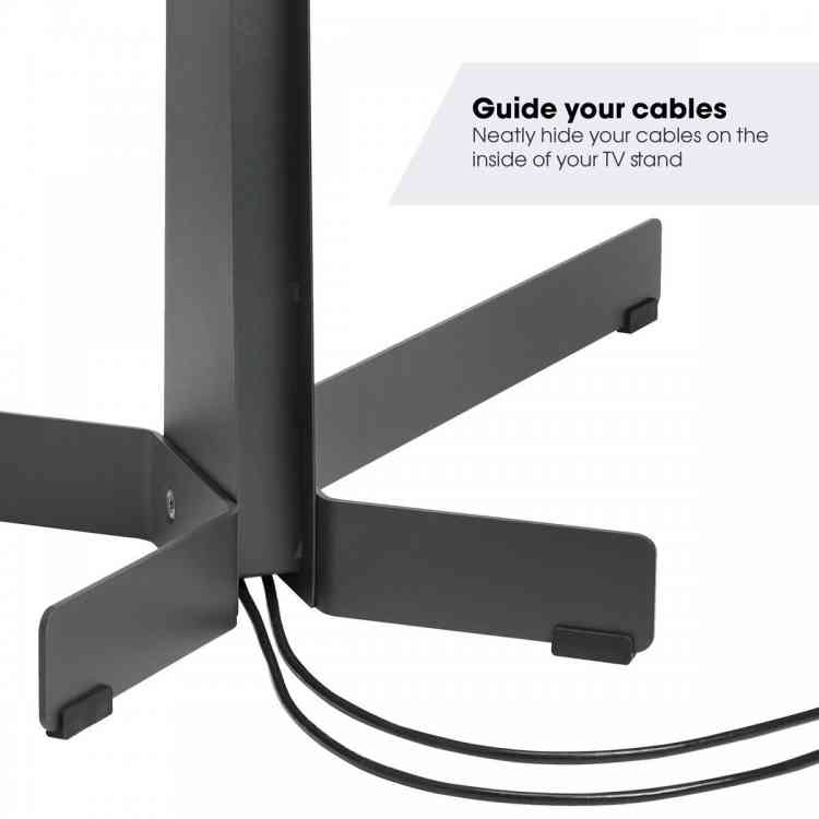 Side view of Vogels TVS3690 Comfort Series Display Floor Stand, 40-77", Stand Turn - Black