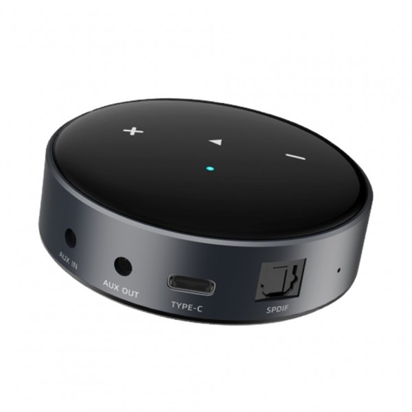 Side view of WiiM Mini Wireless Hi-Res Music Streamer in Black