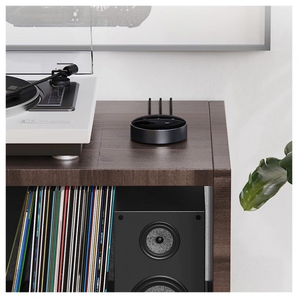 Side view of WiiM Mini Wireless Hi-Res Music Streamer in Black