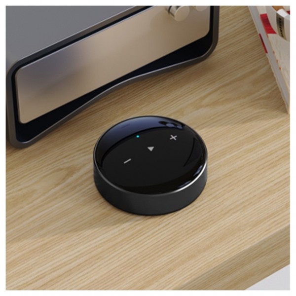 Side view of WiiM Mini Wireless Hi-Res Music Streamer in Black