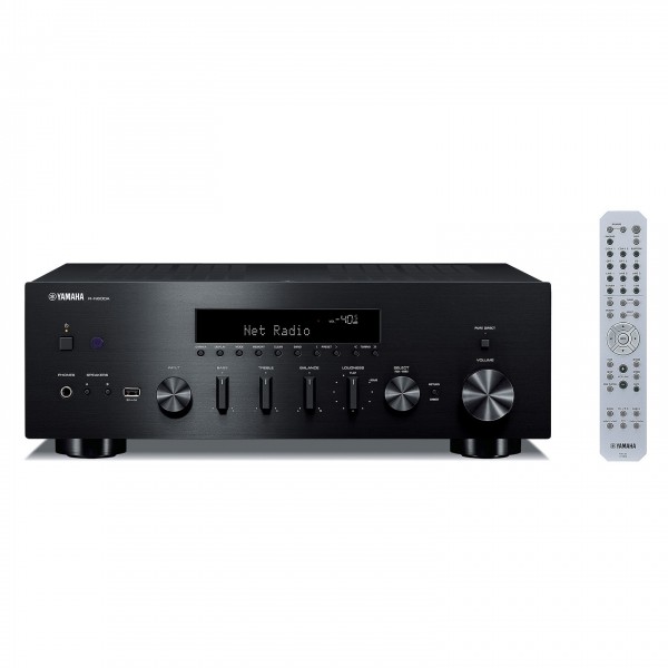 Side view of Yamaha R-N600A Hi-Fi Network Receiver with MusicCast and Wireless Streaming, Hi-Res Audio, SABRE DAC, Pure Audio Fidelity in Black