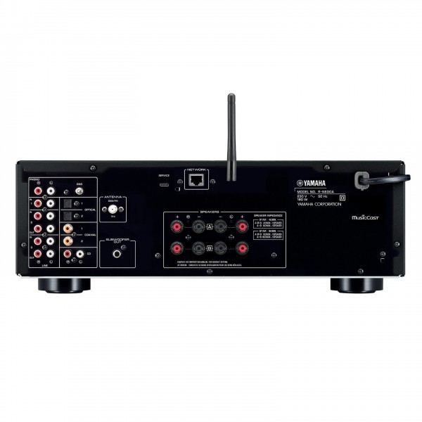 Side view of Yamaha R-N600A Hi-Fi Network Receiver with MusicCast and Wireless Streaming, Hi-Res Audio, SABRE DAC, Pure Audio Fidelity in Black